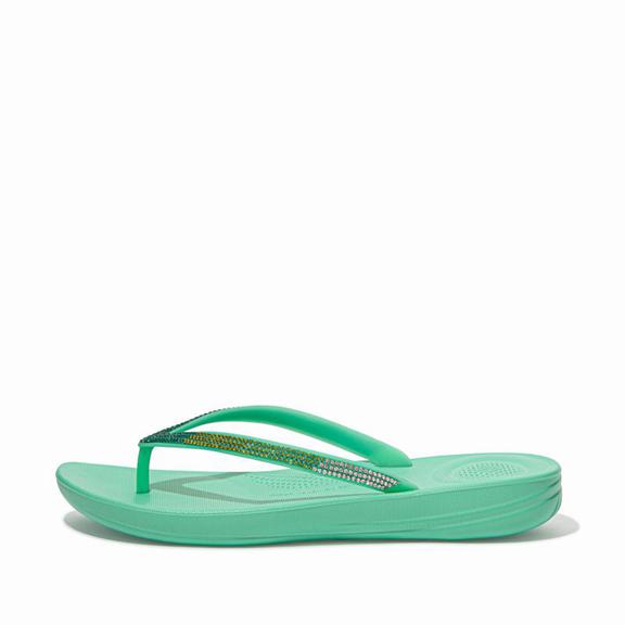 FitFlop Women's IQUSHION Rubber Flip Flops - Mint Green (JDQZW-4120)